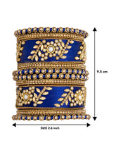 Vibrant Silk Threads Blue Kundan Bangles