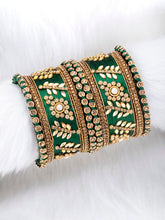 Vibrant Silk Threads Blue Kundan Bangles