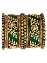 Vibrant Silk Threads Blue Kundan Bangles