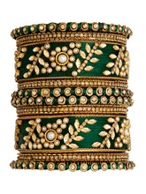 Vibrant Silk Threads Blue Kundan Bangles