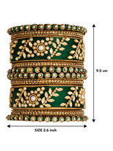 Vibrant Silk Threads Dark Green Kundan Bangles