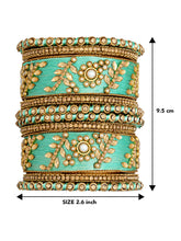 Vibrant Silk Threads Blue Kundan Bangles