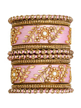 Vibrant Silk Threads Blue Kundan Bangles