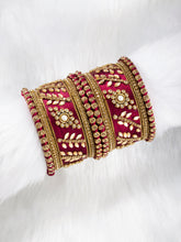 Vibrant Silk Threads Dark Green Kundan Bangles