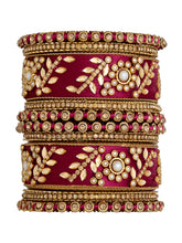 Vibrant Silk Threads Dark Green Kundan Bangles