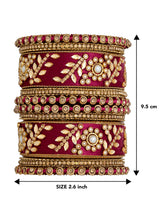 Vibrant Silk Threads Dark Green Kundan Bangles