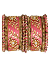 Vibrant Silk Threads Blue Kundan Bangles