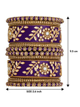 Vibrant Silk Threads Blue Kundan Bangles