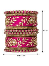 Vibrant Silk Threads Dark Green Kundan Bangles