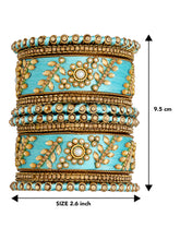 Vibrant Silk Threads Blue Kundan Bangles