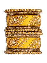 Vibrant Silk Threads Blue Kundan Bangles