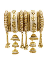 Graceful Tassels Kundan White Silk Thread Bangles