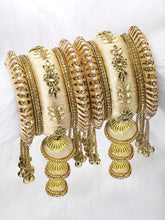 Graceful Tassels Kundan White Silk Thread Bangles