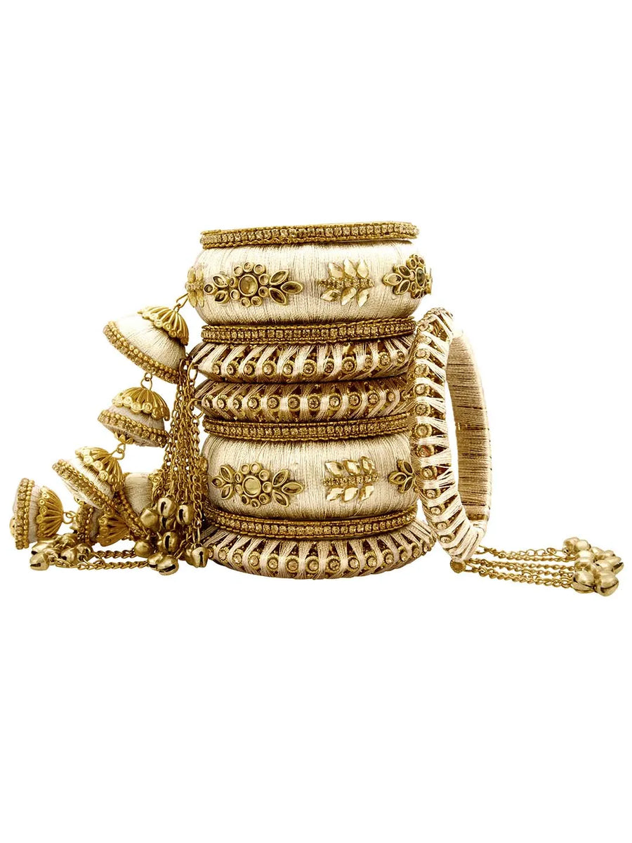 Kundan Silk Bangles – Traditional Ethnic Jewellery | Peora