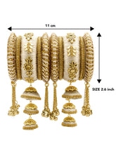 Graceful Tassels Kundan White Silk Thread Bangles