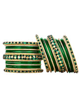 Garden Glamour Green Metal Bangles