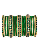 Garden Glamour Green Metal Bangles