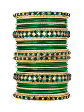 Garden Glamour Green Metal Bangles