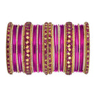 Garden Glamour Metal Bangles Set - Rani Pink