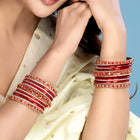 Garden Glamour Metal Bangles Set - Red