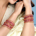 Garden Glamour Metal Bangles Set - Red
