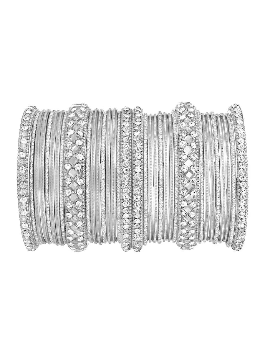 Garden Glamour Metal Bangles Set - Silver