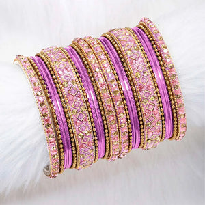Ruby Radiance Metal Bangle Set