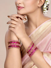 Ruby Radiance Metal Bangle Set - Rani Pink