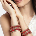 Ruby Radiance Metal Bangle Set - Red
