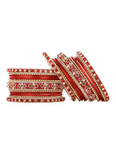 Ruby Radiance Metal Bangle Set