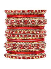 Ruby Radiance Metal Bangle Set
