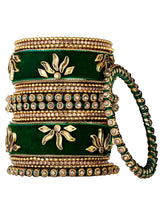 Emerald Charms Silk Threaded Bangles