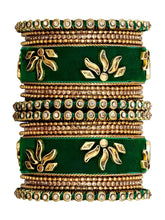 Emerald Charms Silk Threaded Bangles