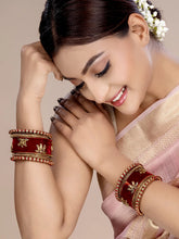 Emerald Charms Silk Threaded Bangles - Maroon