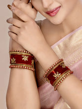 Emerald Charms Silk Threaded Bangles - Maroon