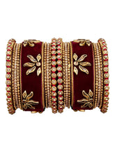 Emerald Charms Silk Threaded Bangles - Maroon