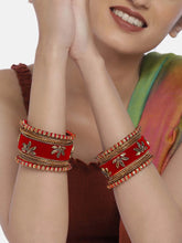 Emerald Charms Silk Threaded Bangles - Red