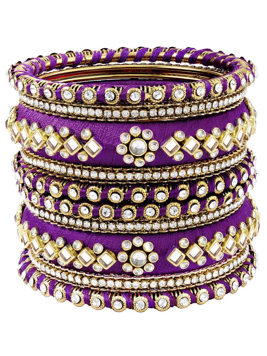 Glamorous Empress Luxury Bangle Set - Purple