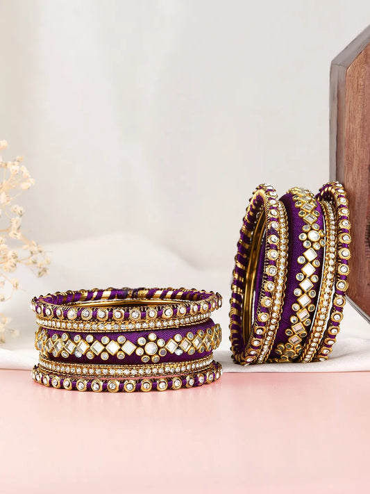 Glamorous Empress Luxury Bangle Set - Purple