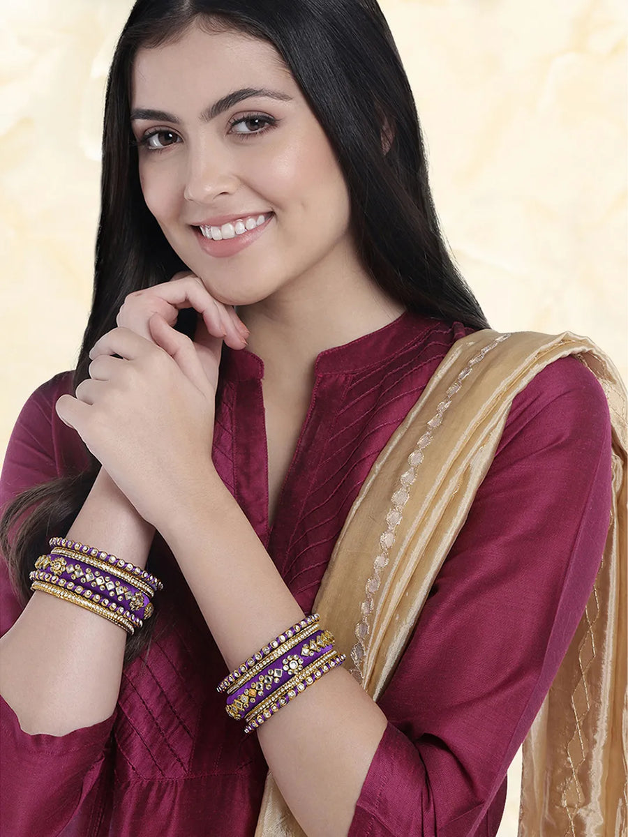 Glamorous Empress Luxury Bangle Set - Purple