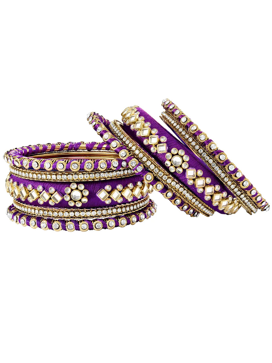 Glamorous Empress Luxury Bangle Set - Purple