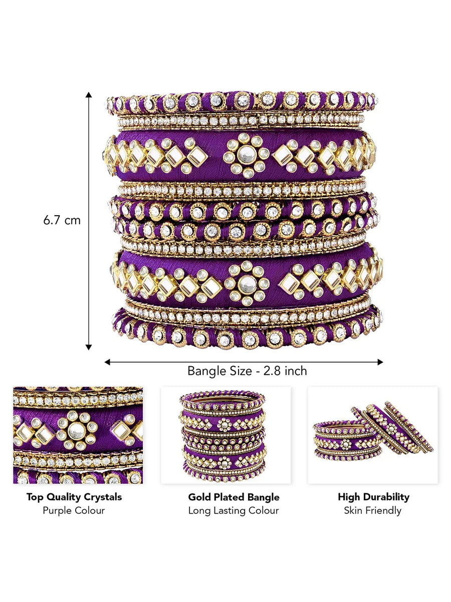Glamorous Empress Luxury Bangle Set - Purple