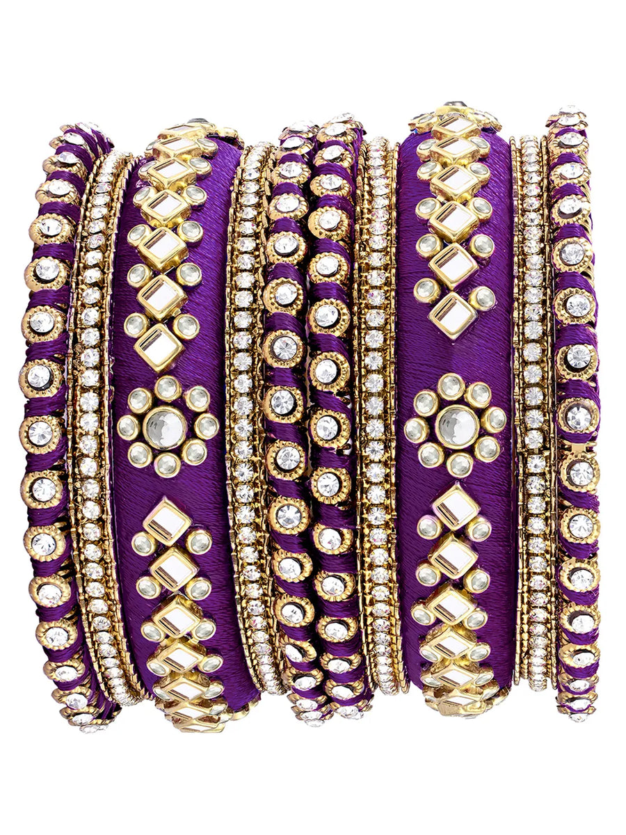 Glamorous Empress Luxury Bangle Set - Purple