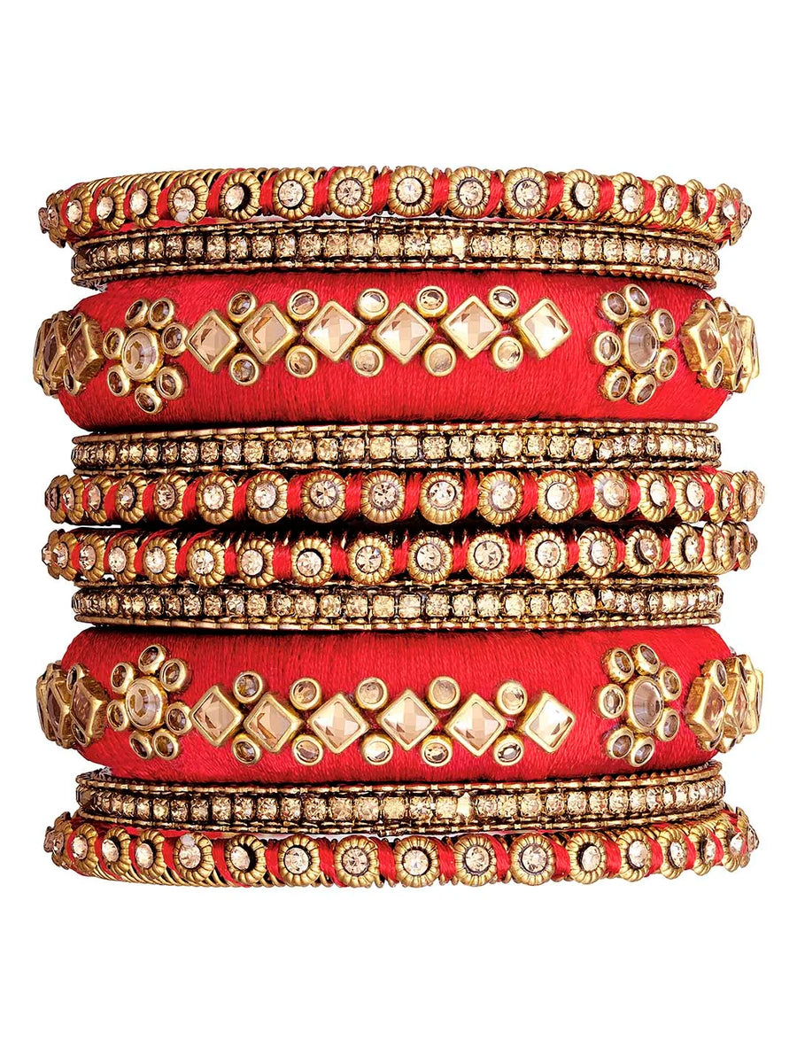 Glamorous Empress Luxury Bangle Set - Red