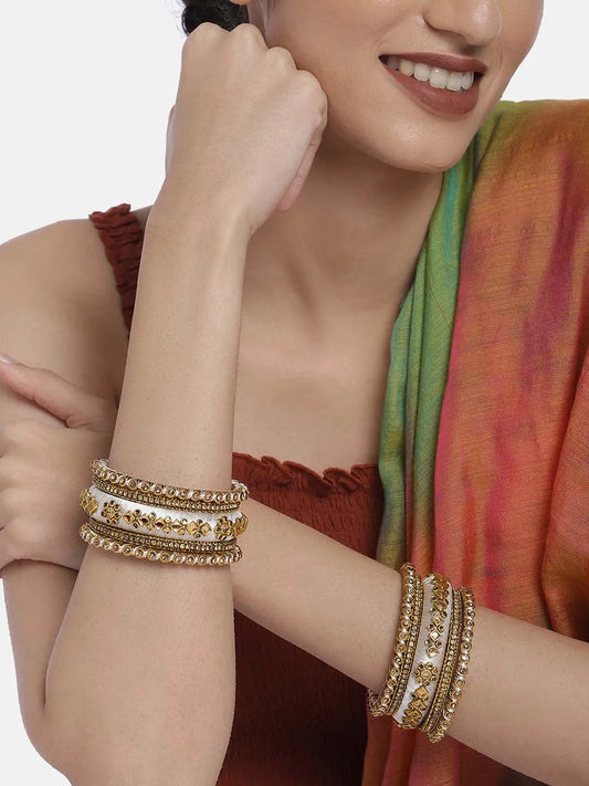 Glamorous Empress Luxury Bangle Set - White