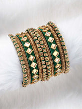 Handmade Silk Thread Bangles Set - Green
