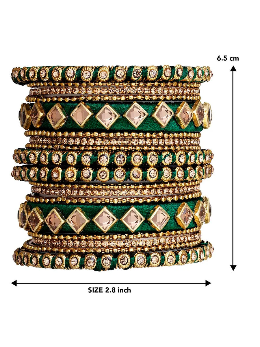 Handmade Silk Thread Bangles Set - Green