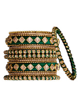 Green Symphony Kundan Silk Thread Bangles