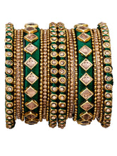 Green Symphony Kundan Silk Thread Bangles