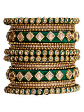 Green Symphony Kundan Silk Thread Bangles